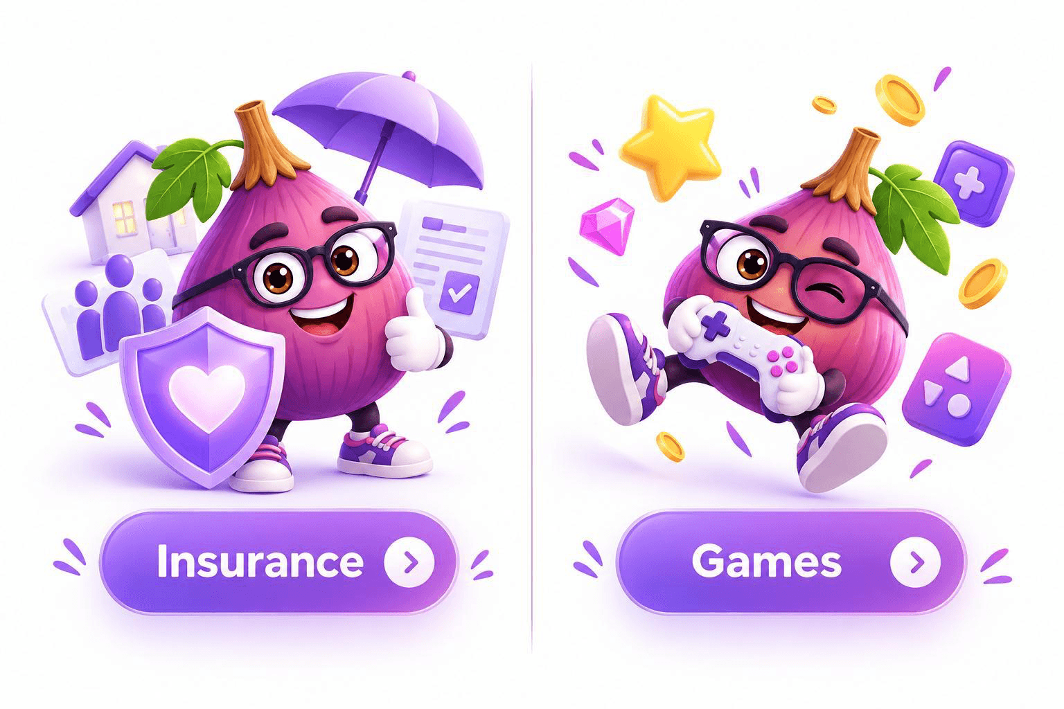 Fig keeping you covered with an umbrella and a heart-shaped shield